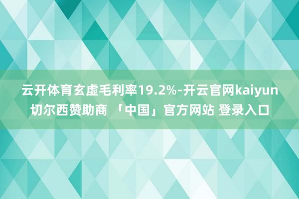 云开体育玄虚毛利率19.2%-开云官网kaiyun切尔西赞助商 「中国」官方网站 登录入口