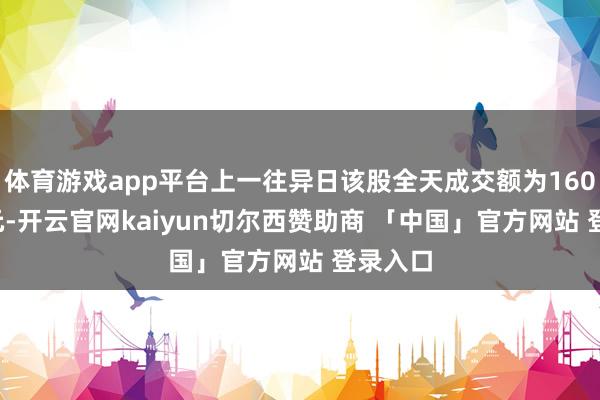 体育游戏app平台上一往异日该股全天成交额为160.10亿元-开云官网kaiyun切尔西赞助商 「中国」官方网站 登录入口