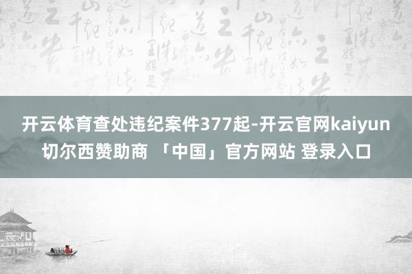 开云体育查处违纪案件377起-开云官网kaiyun切尔西赞助商 「中国」官方网站 登录入口